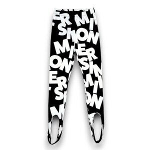 SIMON MILLER Black‎ and White Monogram Letter Evan 22 Stirrup Leggings